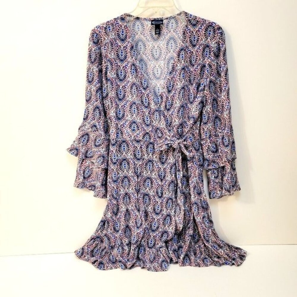 Scoop Ruffled Mini Wrap Dress Size Large - Picture 3 of 8
